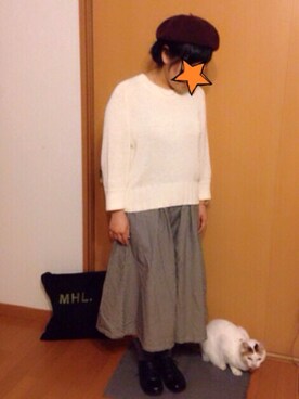 「GAP（ギャップ）のアイテム（ニット/セーター、ホワイト系）」を使った、MAKIRIKIさん（レディース・151cm）の秋コーディネート