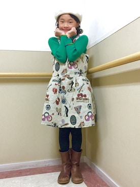 「BACK ALLEY（バックアレイ）のアイテム」を使った、あやねこさん（キッズ・130cm）の冬コーディネート