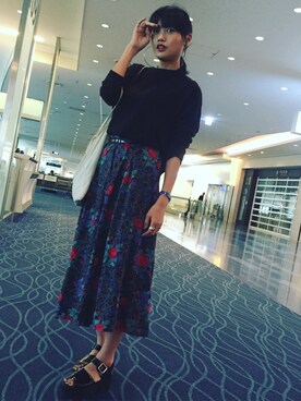 「H&M（エイチ・アンド・エム）のアイテム（トップス、ブラック系）」を使った、hanayoさん（レディース）の夏コーディネート