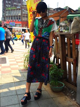 「ZARA（ザラ）のアイテム（Tシャツ/カットソー、その他）」を使った、hanayoさん（レディース）の夏コーディネート