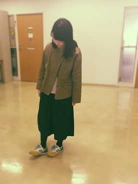 「黒スカート」｜「アイテム（モッズコート）」を使った、W.Allegoryさん（レディース・155cm）の冬コーディネート