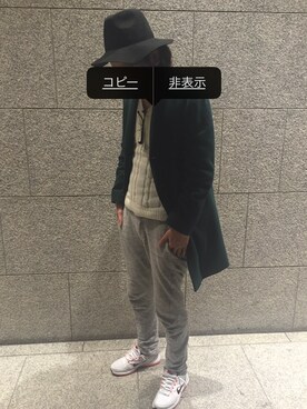 「スウエットパンツ」｜「アイテム（チェスターコート）」を使った、axxiさん（メンズ・178cm）の冬コーディネート