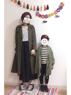 「アイテム（トレンチコート、グリーン系）」を使った、Sさん（レディース・162cm）の秋コーディネート