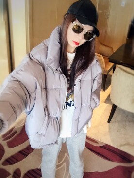 「H&M（エイチ・アンド・エム）のアイテム（キャスケット）」を使った、嘉嘉さん（キッズ・100cm）の冬コーディネート