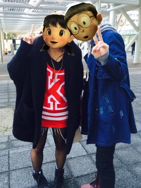 「NICE CLAUP（ナイスクラップ）のアイテム（ムートンコート）」を使った、¡ɐɥɔɐɥɔnさん（レディース・147cm）の冬コーディネート