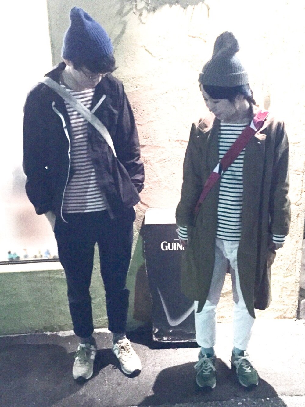 「ボーダー、MHL.、ハイランド2000」｜「NEW BALANCEのアイテム（スニーカー、グリーン系）」を使った、sioさん（メンズ・173cm）の春コーディネートの1枚目の写真