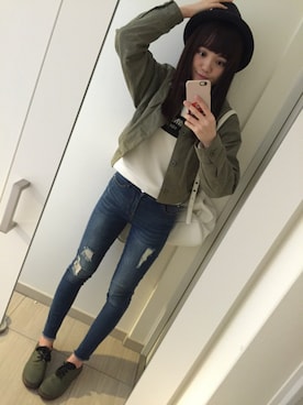 「SNIDEL（スナイデル）のアイテム（ブルゾン）」を使った、yoyoさん（レディース・156cm）の秋コーディネート