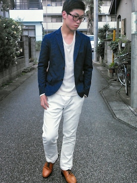 「JOURNAL STANDARD relume（ジャーナルスタンダード　レリューム）のアイテム（その他シューズ）」を使った、あまっちさん（メンズ・173cm）の夏コーディネート