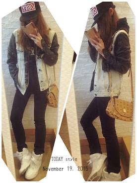 「OBEY」｜「アイテム（パーカー）」を使った、cNa@mamaさん（レディース・156cm）の秋コーディネート