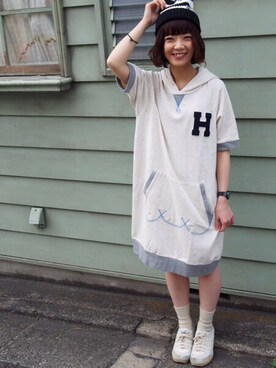 「FRAPBOIS half」｜「アイテム（ワンピース/ドレス）」を使った、MATSUKOさん（レディース・152cm）の春コーディネート
