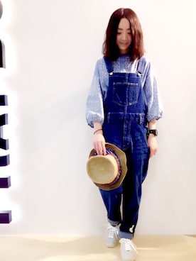 「FRAPBOIS（フラボア）のアイテム（帽子）」を使った、MATSUKOさん（レディース・152cm）の春コーディネート