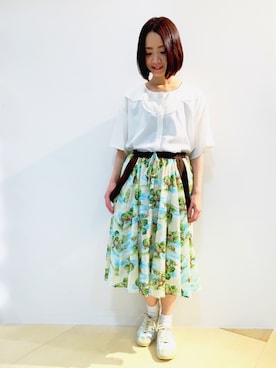 「FRAPBOIS（フラボア）のアイテム（シャツ/ブラウス、ホワイト系）」を使った、MATSUKOさん（レディース・152cm）の夏コーディネート