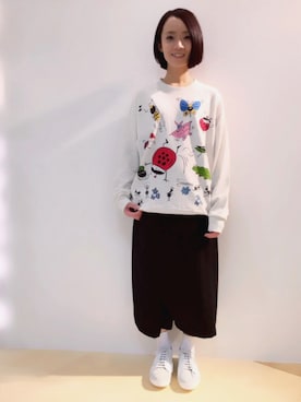 「FRAPBOIS（フラボア）のMIZMARUトレーナー（スウェット、ホワイト系）」を使った、MATSUKOさん（レディース・152cm）の秋コーディネート