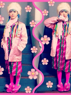 「AHCAHCUM.muchacha（アチャチュムムチャチャ）のアイテム（シューズ）」を使った、しおちゃんさん（レディース・155cm）の夏コーディネート