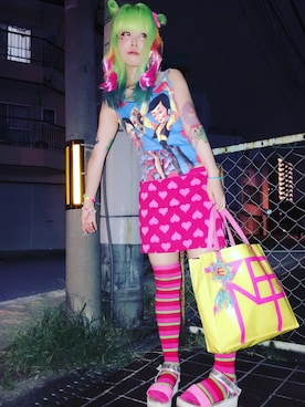 「アイテム（キーホルダー）」を使った、しおちゃんさん（レディース・155cm）の夏コーディネート