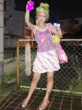 「祭り」｜「アイテム（アクセサリー）」を使った、しおちゃんさん（レディース・155cm）の夏コーディネート
