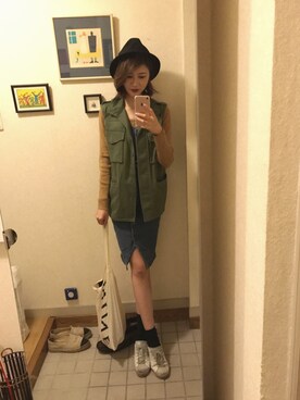 「Ungrid（アングリッド）のアイテム（ジャケット/アウター、グリーン系）」を使った、kumata さん（レディース・166cm）の秋コーディネート
