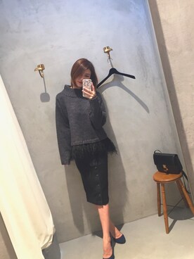 「NINE（ナイン）のアイテム（ニット/セーター、ブラック系）」を使った、kumata さん（レディース・166cm）の秋コーディネート
