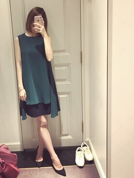 「FRAY I.D（フレイアイディー）のアイテム（ワンピース、グリーン系）」を使った、kumata さん（レディース・166cm）の秋コーディネート