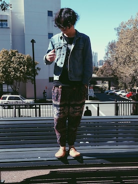 「cheap monday」｜「アイテム（デニムジャケット）」を使った、XUさん（メンズ・173cm）の秋コーディネート