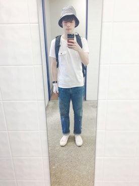 「アイテム（バックパック/リュック）」を使った、しろくろさん（メンズ・170cm）の夏コーディネート