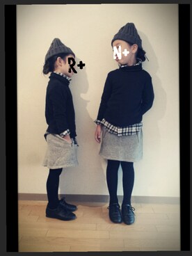 「黒タートルネック」｜「アイテム（バレエシューズ）」を使った、yooooou★さん（キッズ・110cm）の秋コーディネート