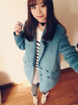「TITTY&CO.（ティティーアンドコー）のアイテム（ダッフルコート）」を使った、♡m i k ⍢⃝︎さん（レディース・162cm）の冬コーディネート