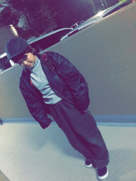 「アイテム（メッセンジャーバッグ、グリーン系）」を使った、マナミンさん（レディース・148cm）の冬コーディネート