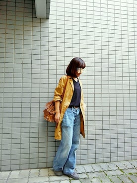 「パックT」｜「アイテム（ジャケット/アウター）」を使った、matoemiさん（レディース・152cm）の秋コーディネート