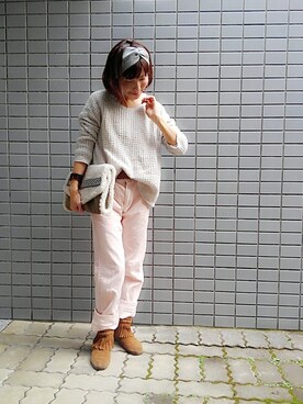 「BLUE BLUE（ブルーブルー）のアイテム（パンツ）」を使った、matoemiさん（レディース・152cm）の秋コーディネート