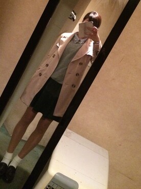 「スウエット」｜「アイテム（トレンチコート）」を使った、mさん（レディース・158cm）の春コーディネート