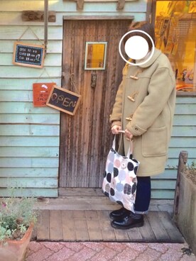 「ドレスシューズ」｜「アイテム（ダッフルコート）」を使った、ayakaa.さん（レディース・158cm）の冬コーディネート