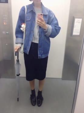 「ひざ丈スカート」｜「アイテム（スウェット）」を使った、sakiさん（レディース・158cm）の秋コーディネート