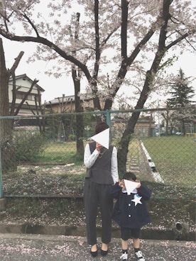 「入園式」｜「アイテム（サロペット/オーバーオール）」を使った、⑅Ha☺︎ru⑅さん（レディース・158cm）の春コーディネート