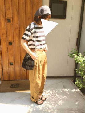 「7月WEAR夏のサンダル祭り」｜「アイテム（ハンチング/ベレー帽）」を使った、⑅Ha☺︎ru⑅さん（レディース・158cm）の夏コーディネート