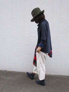 「TWEED MILL（ツイードミル）のアイテム（その他）」を使った、amp.-yさん（レディース・163cm）の秋コーディネート