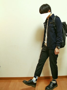 「ウールシャツ」｜「アイテム（スラックス）」を使った、keさん（メンズ・169cm）の秋コーディネート