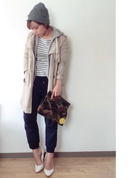 「白パンプス」｜「アイテム（トレンチコート）」を使った、yumiさん（レディース・150cm）の春コーディネート