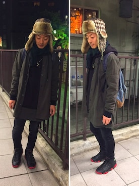 「アイテム（パーカー）」を使った、hiroyuki.kさん（メンズ・170cm）の冬コーディネート
