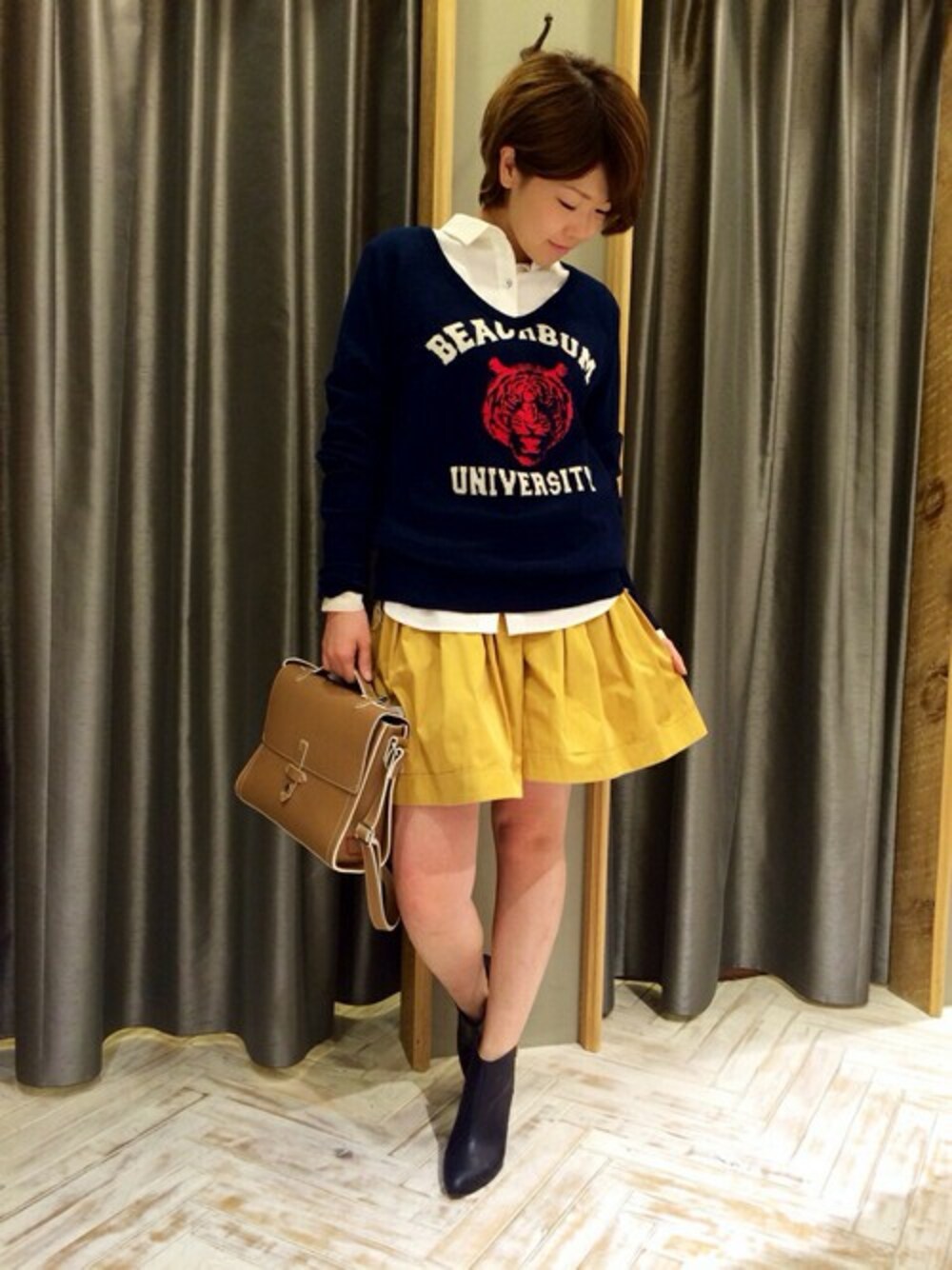 「Abahouse DevinetteのﾘﾊﾞｰｼﾌﾞﾙｷｭﾛｯﾄPT（その他パンツ、ベージュ系）」を使った、sariさん（レディース・157cm）の冬コーディネートの1枚目の写真