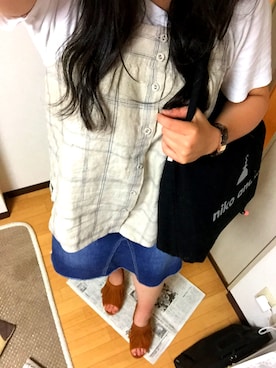 「SM2（エスエムツー）のアイテム（その他トップス、ベージュ系）」を使った、aTsumiさん（レディース・161cm）の夏コーディネート
