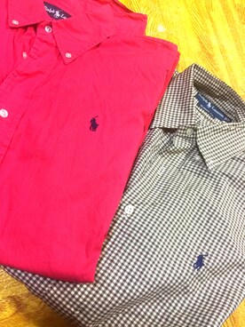 「RALPH LAUREN（ラルフ ローレン）のアイテム（シャツ/ブラウス、レッド系）」を使った、aTsumiさん（レディース・161cm）の夏コーディネート