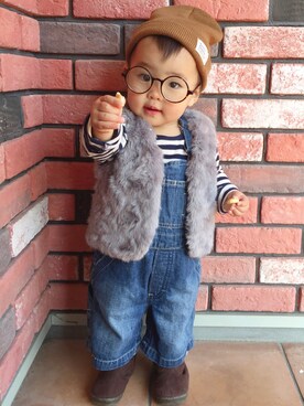 「秋冬」｜「アイテム（その他アウター）」を使った、えみりん🎀さん（キッズ・70cm）の冬コーディネート