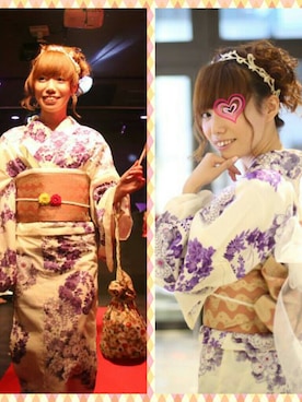 「パーティー」｜「アイテム（浴衣）」を使った、Chiiさん（レディース・156cm）の夏コーディネート