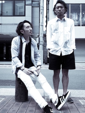 「BLACK&BLUE（ブラックアンドブルー）のアイテム（Tシャツ/カットソー）」を使った、浅野 喜幸さん（メンズ・168cm）の夏コーディネート