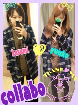 「コラボ」｜「アイテム（チェスターコート）」を使った、yuuu. さん（レディース・159cm）の冬コーディネート