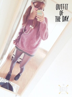 「アイテム（タイツ/ストッキング、ベージュ系）」を使った、yuuu. さん（レディース・159cm）の冬コーディネート