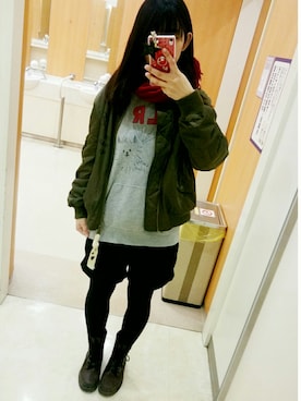 「aiko」｜「アイテム（ミリタリージャケット）」を使った、rinaakoさん（レディース・162cm）の冬コーディネート