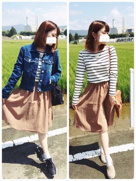 「GRL（グレイル）のアイテム（デニムジャケット）」を使った、TOMOさん（レディース・153cm）の秋コーディネート