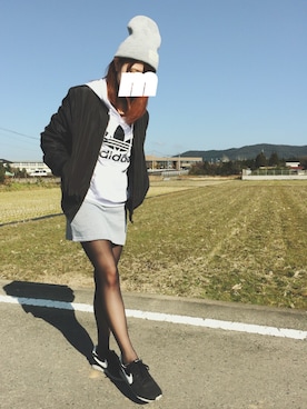 「GRL（グレイル）のアイテム（ナイロンジャケット）」を使った、TOMOさん（レディース・153cm）の冬コーディネート